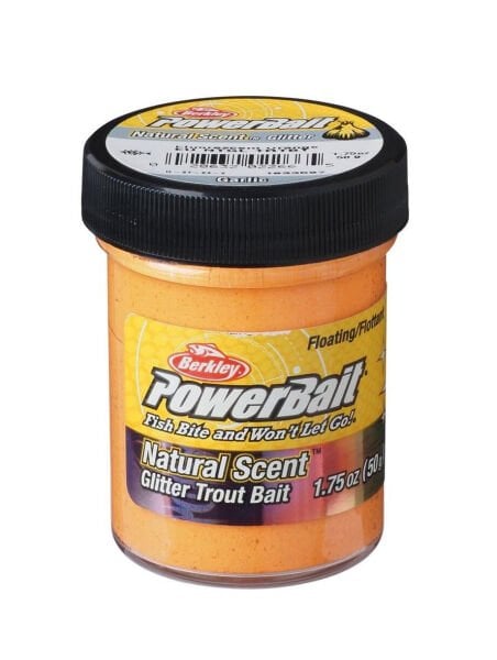 Berkley Power Bait Natural Scent Glitter – Fluorescent Orange - Garlic (Turuncu Sarımsaklı)