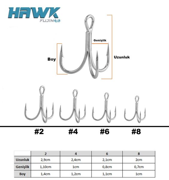 Fujin Hawk Süper Anti-Rust Üçlü Kanca