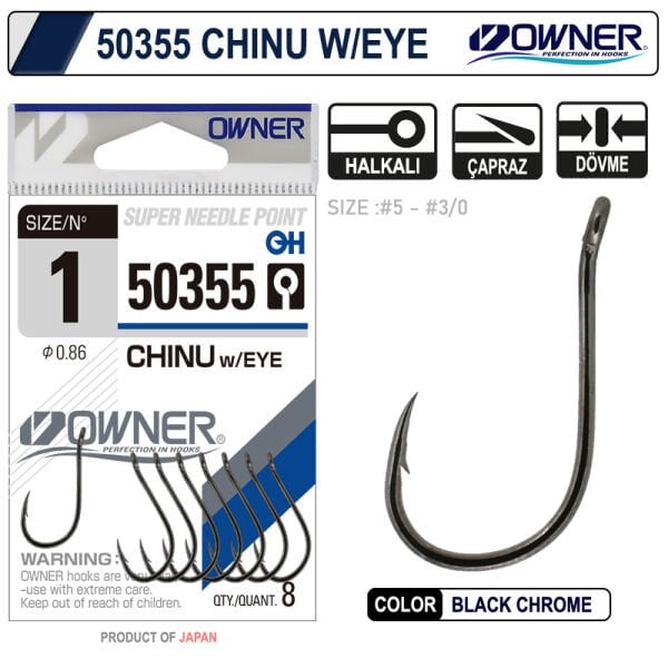 Owner 50355 Chinu W/ Eye Gun Black  Tekli İğne