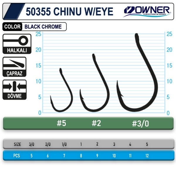 Owner 50355 Chinu W/ Eye Gun Black  Tekli İğne