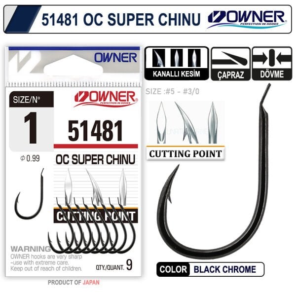 Owner 51481 Cut Super Chinu Black Chrome Tekli İğne