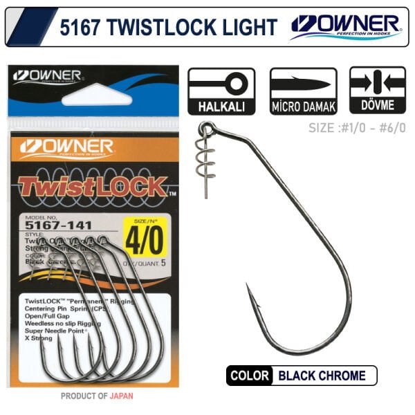 Owner 5167 Twistlock Light Black Chrome Tekli İğne
