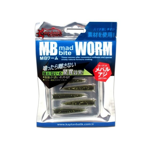 Captain 3518 Mad Bite Earth Worm 4 cm Aromalı LRF Silikon Yem 8'li Set