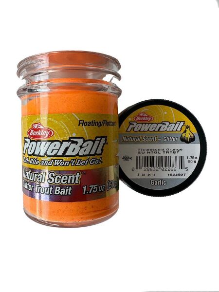 Berkley Power Bait Natural Scent Glitter – Fluorescent Orange - Garlic (Sarımsaklı Turuncu)