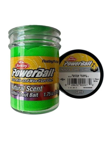 Berkley Power Bait Natural Scent Glitter – Spring Green Garlic (Koyu Yeşil Sarımsaklı)