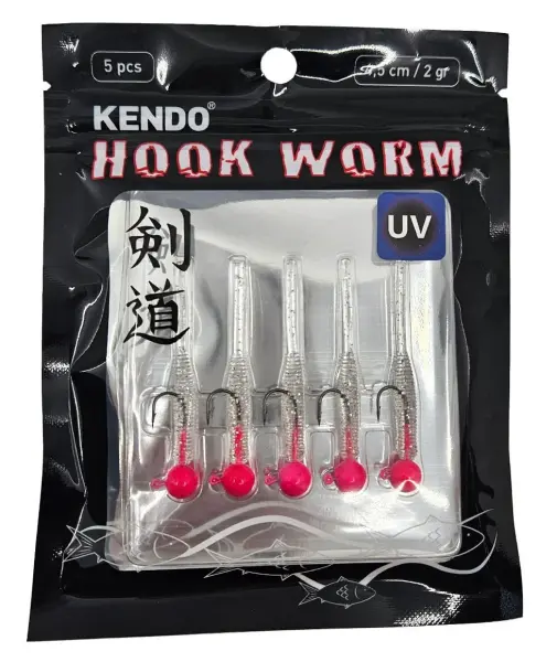 Kendo Hook Worm Jighead+Lrf Silikonu 2gr+4.5cm 5 Adet