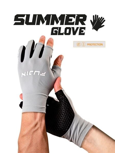 Fujin Pro Angler S24 Summer Gloves Grey M/L Beden